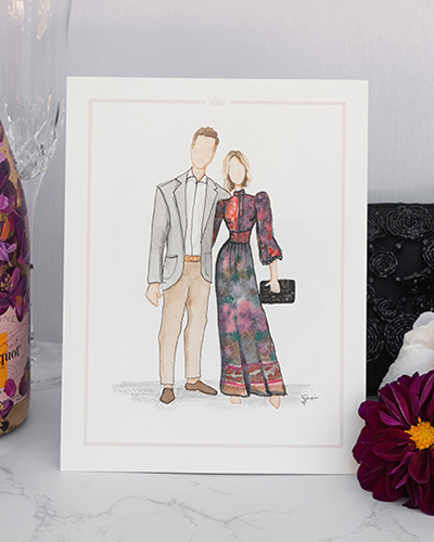 Guest portrait watercolor - golden hour live art