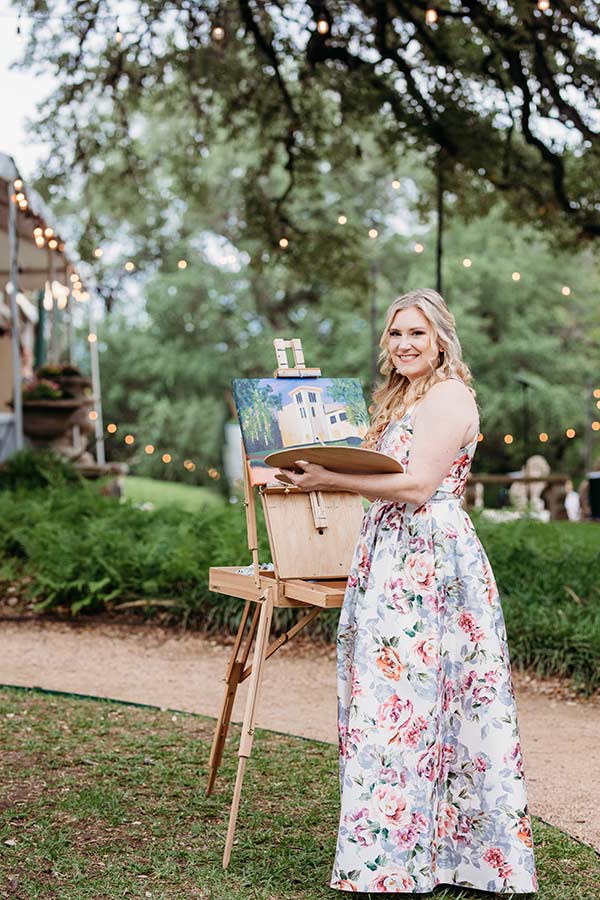 Live wedding painter camille - golden hour live art