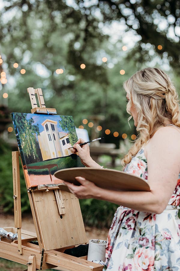 Live wedding portrait painting in texas