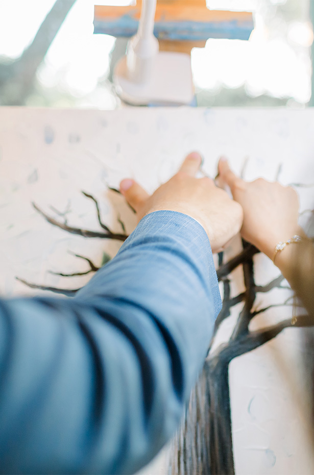 Wedding fingerprint tree - golden hour live art