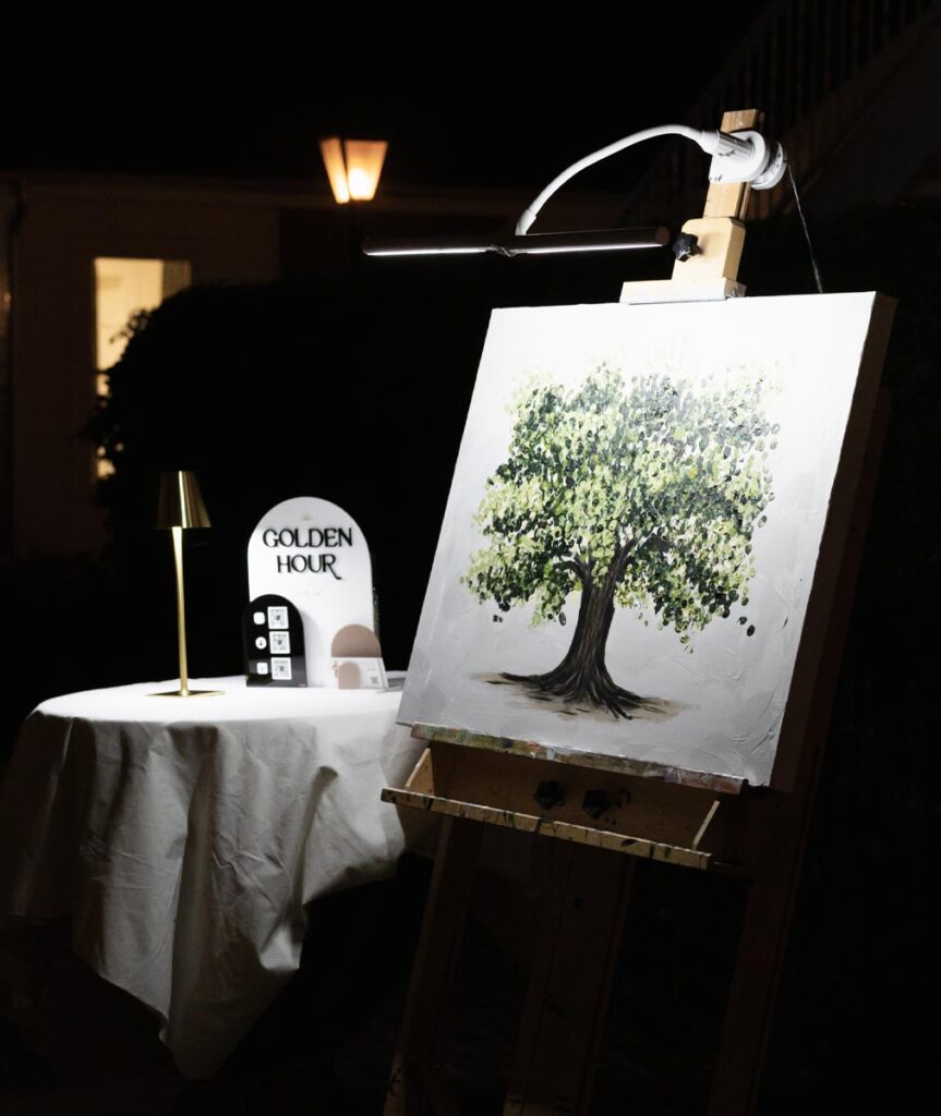 Golden hour fingerprint tree connection - golden hour live art