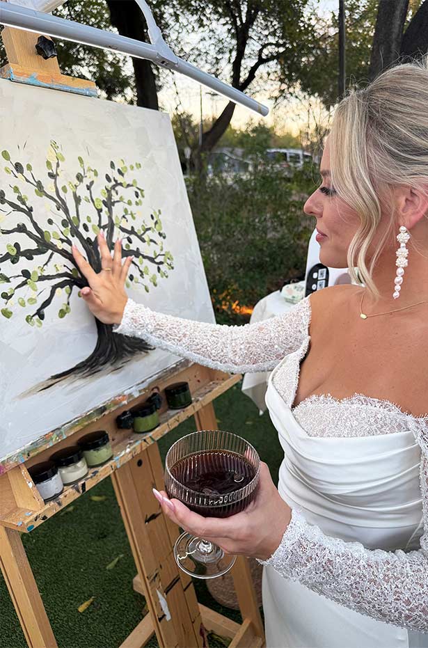 Golden hour wedding fingerprint tree - golden hour live art